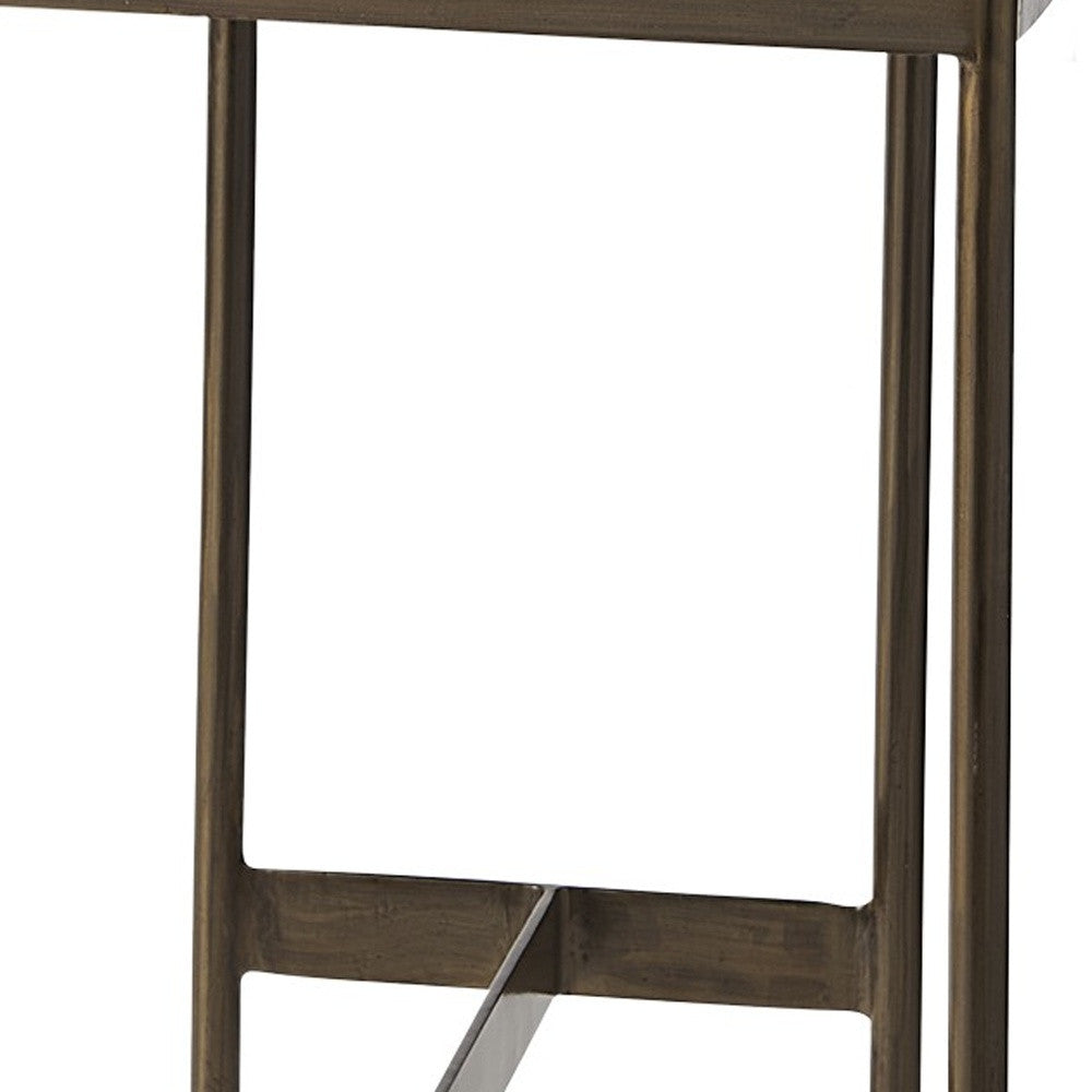 Cowhide Bar Stool With Gold Metal Frame