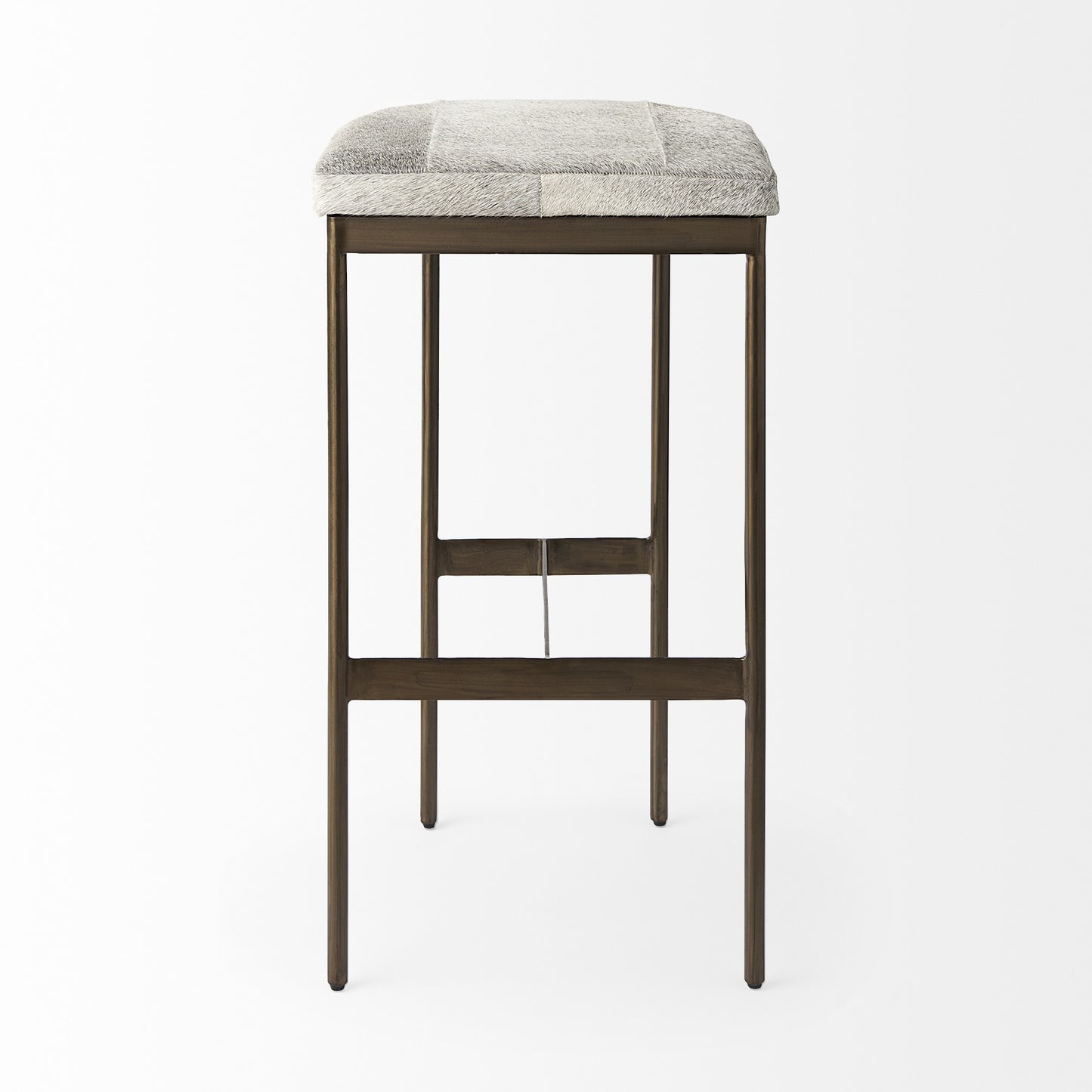 Cowhide Bar Stool With Gold Metal Frame