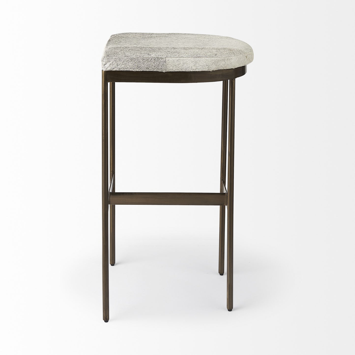 Cowhide Bar Stool With Gold Metal Frame