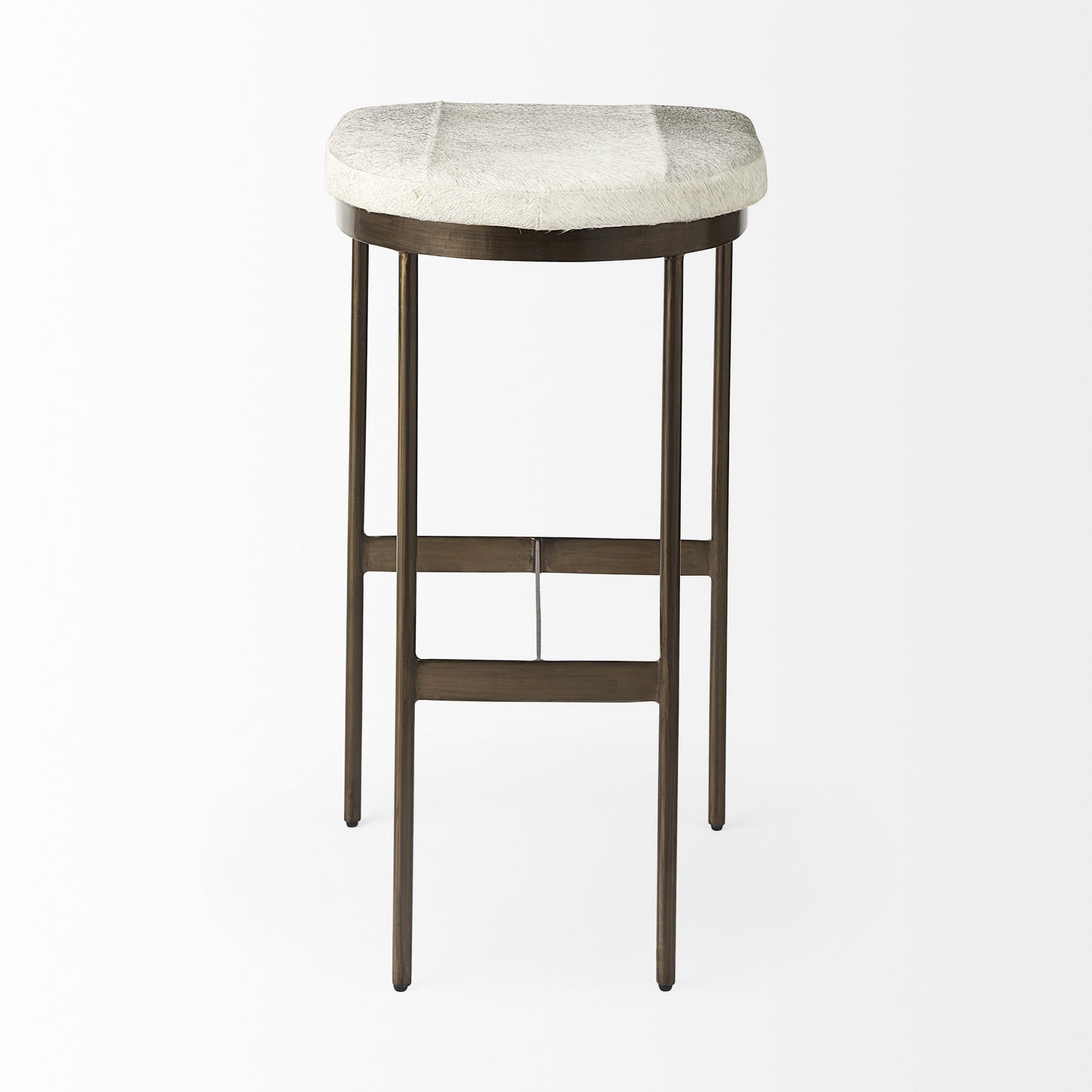 Cowhide Bar Stool With Gold Metal Frame