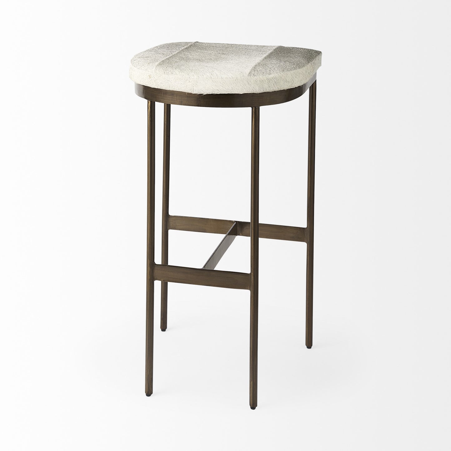 Cowhide Bar Stool With Gold Metal Frame