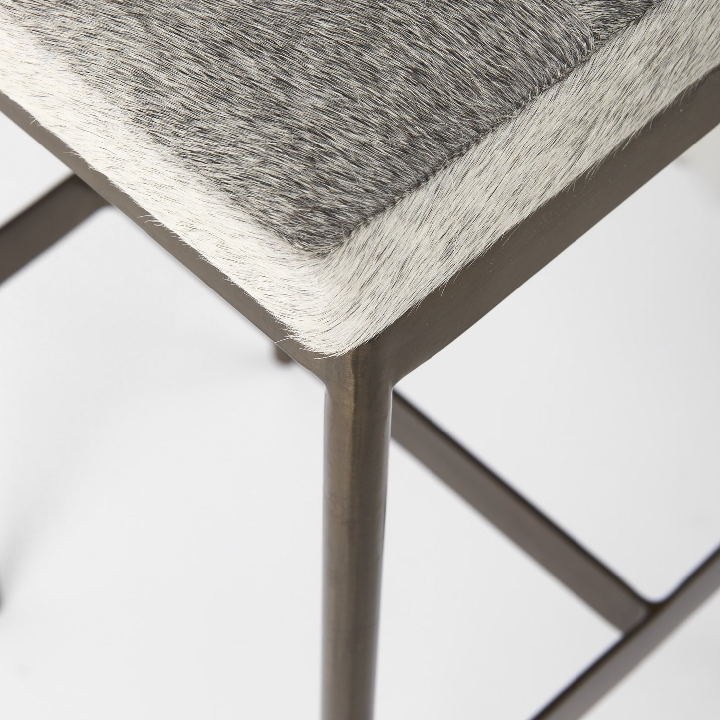Cowhide Bar Stool With Gold Metal Frame