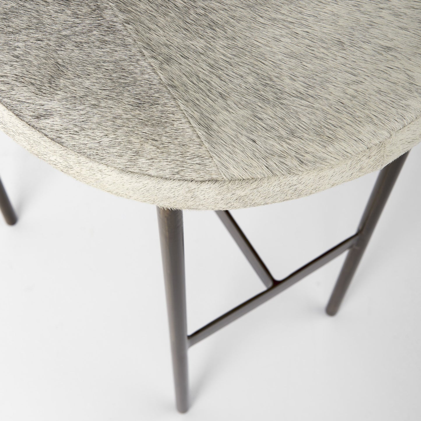 Cowhide Bar Stool With Gold Metal Frame