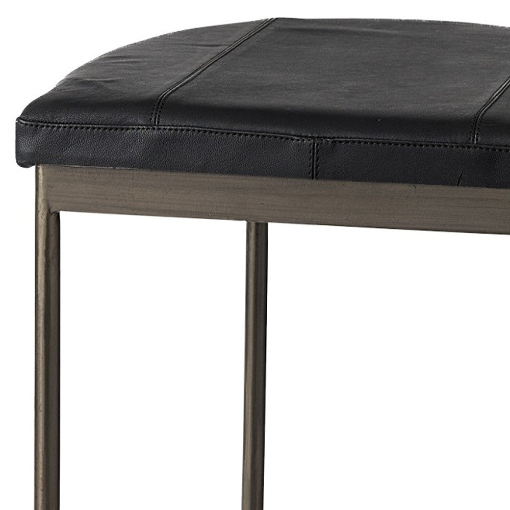 30" Black And Gold Faux Leather Backless Counter Height Bar Chair With Footrest
