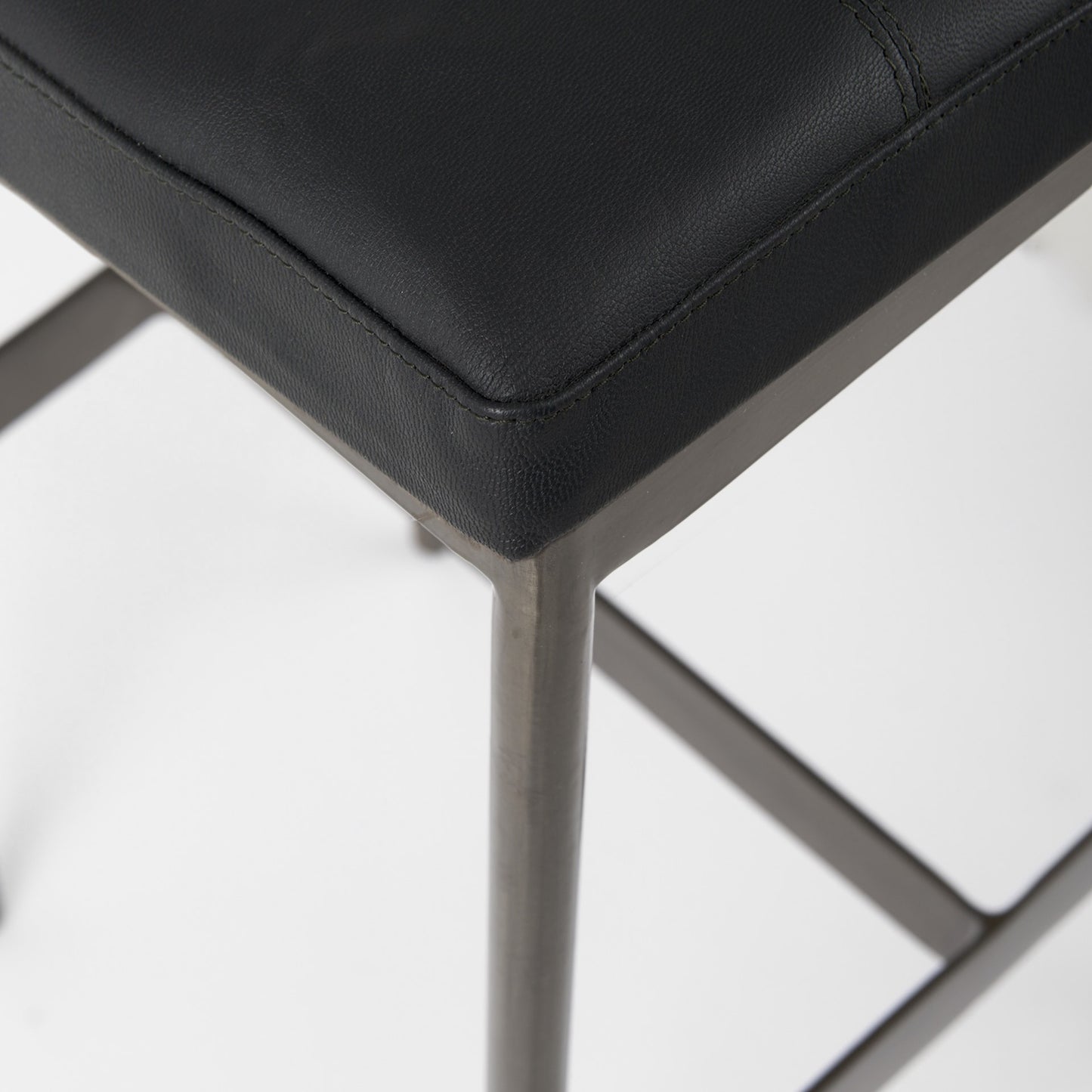 30" Black And Gold Faux Leather Backless Counter Height Bar Chair With Footrest