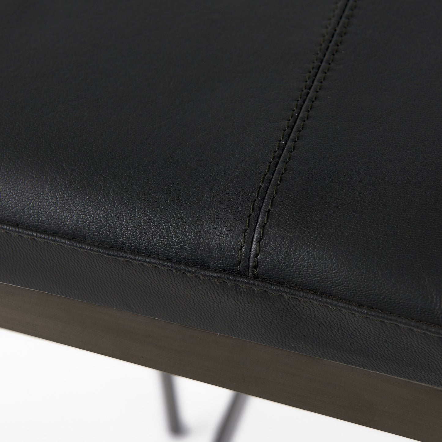 30" Black And Gold Faux Leather Backless Counter Height Bar Chair With Footrest