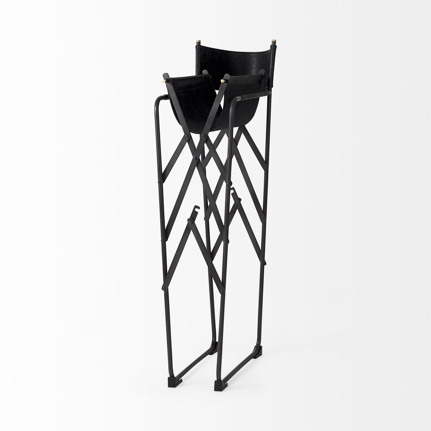 44" Black Leather Bar Chair With Footrest