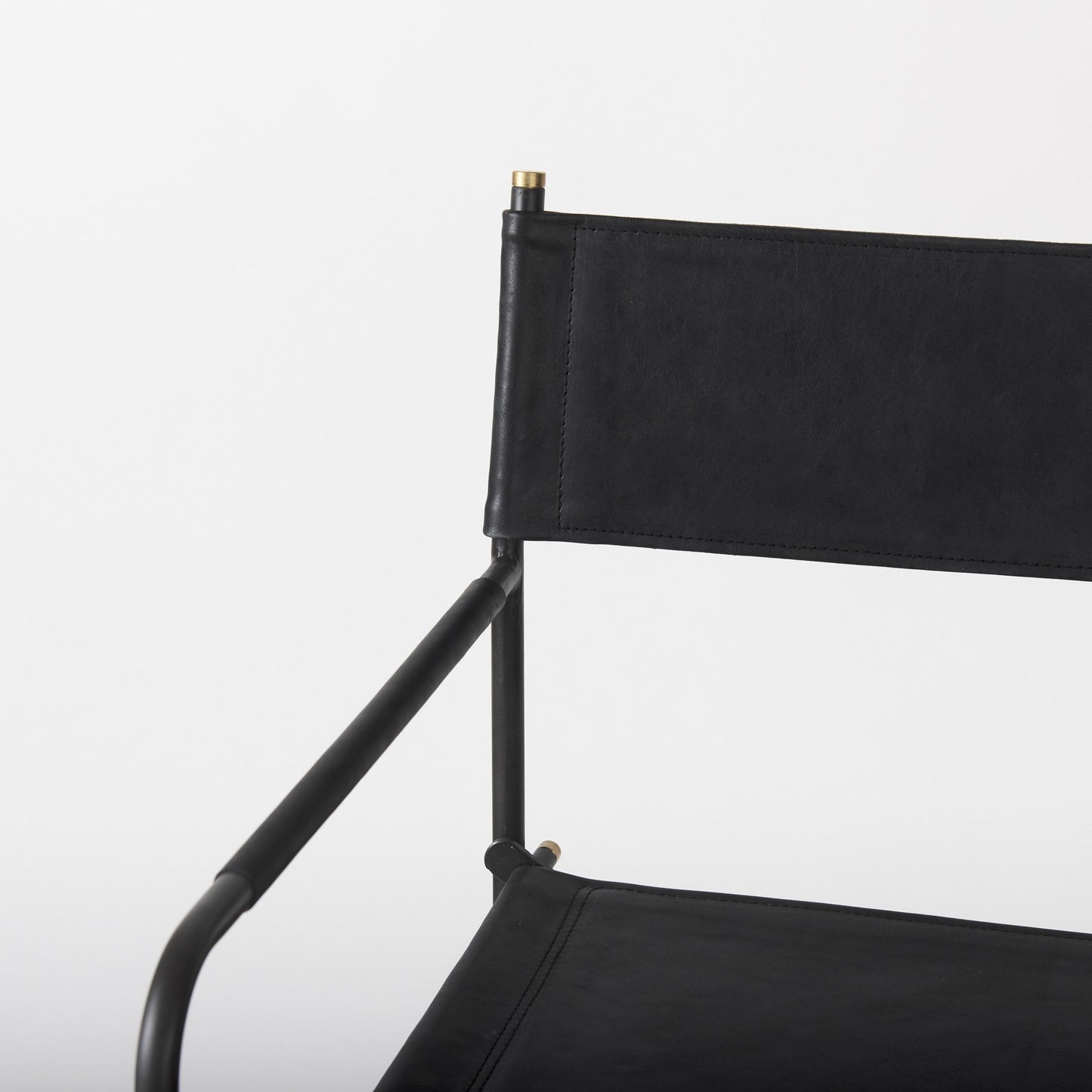 44" Black Leather Bar Chair With Footrest