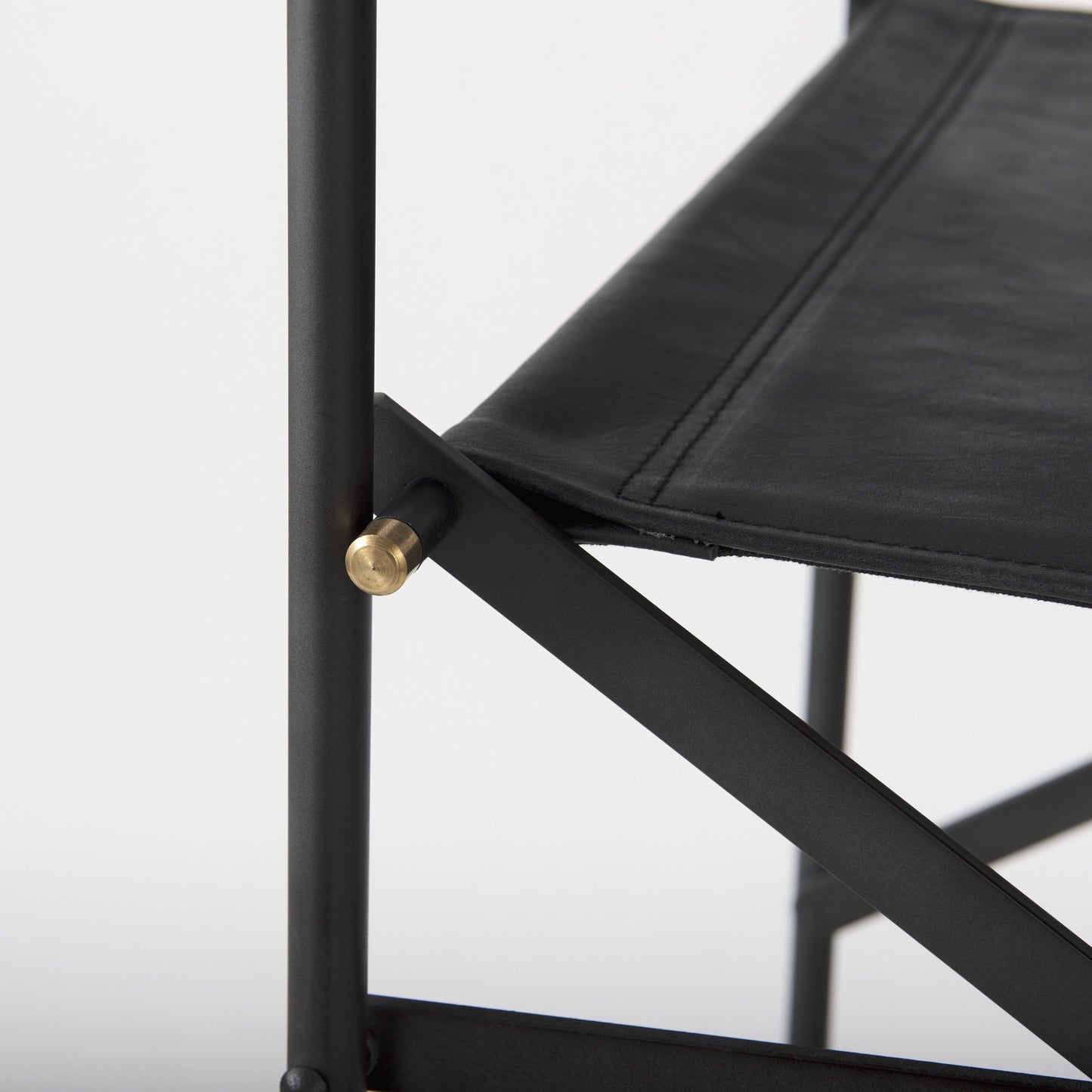 44" Black Leather Bar Chair With Footrest