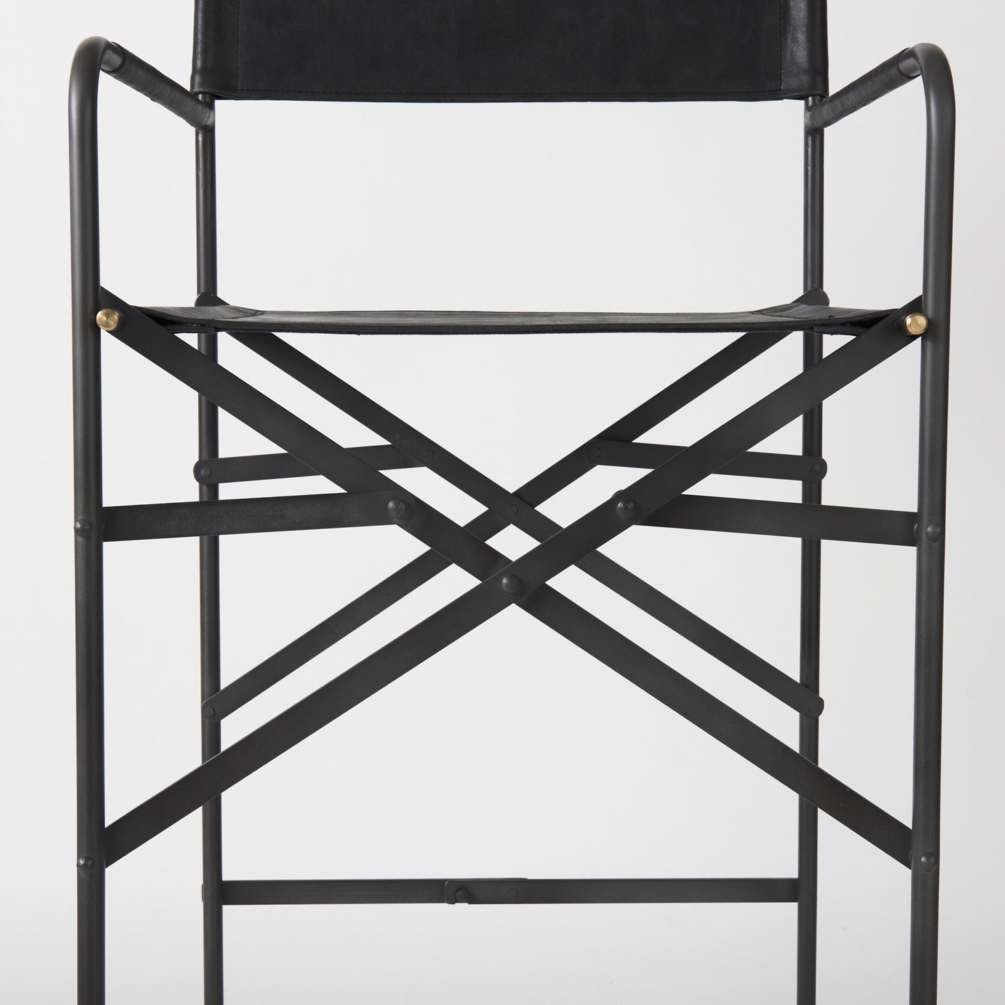 44" Black Leather Bar Chair With Footrest