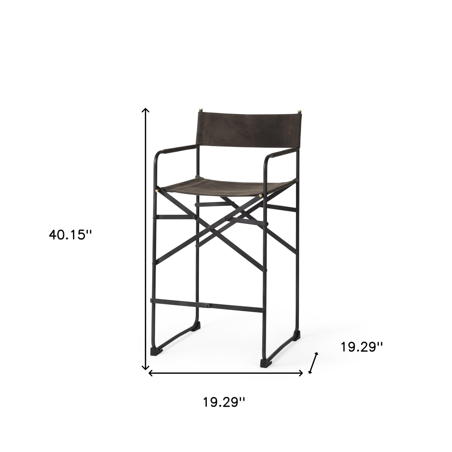 40" Brown And Black Bar Chair With Footrest
