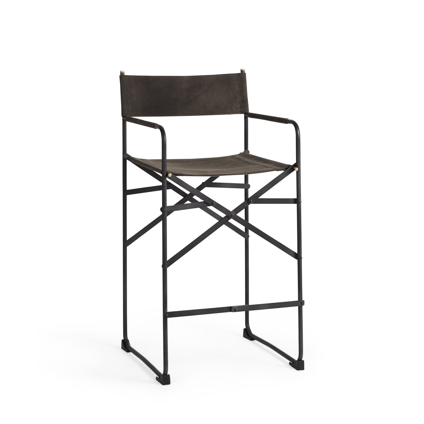 40" Brown And Black Bar Chair With Footrest