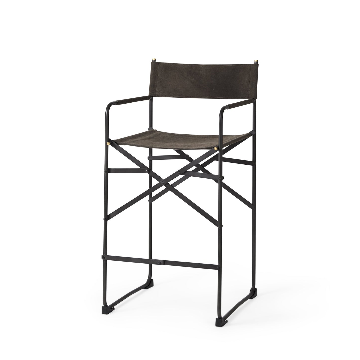 40" Brown And Black Bar Chair With Footrest
