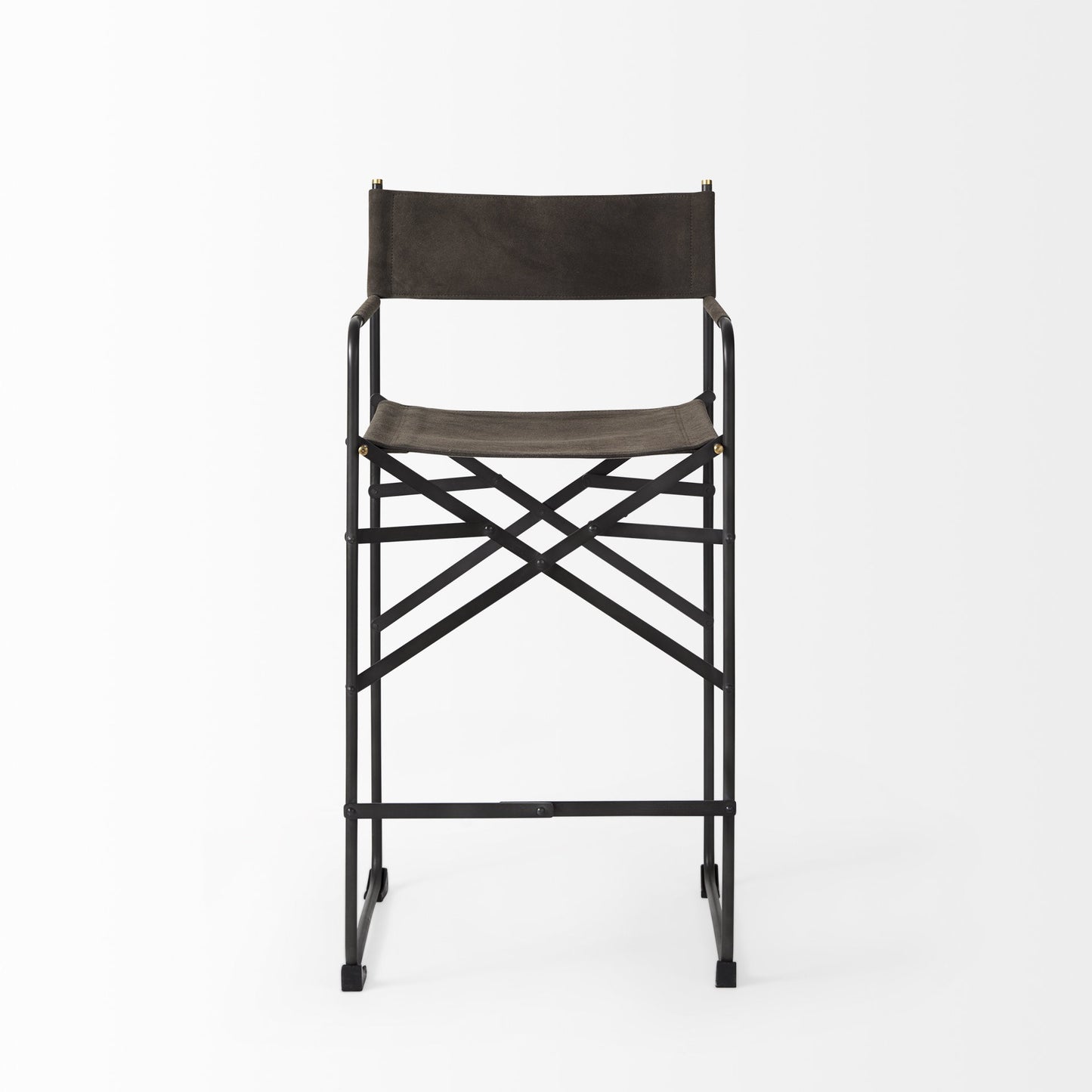 40" Brown And Black Bar Chair With Footrest