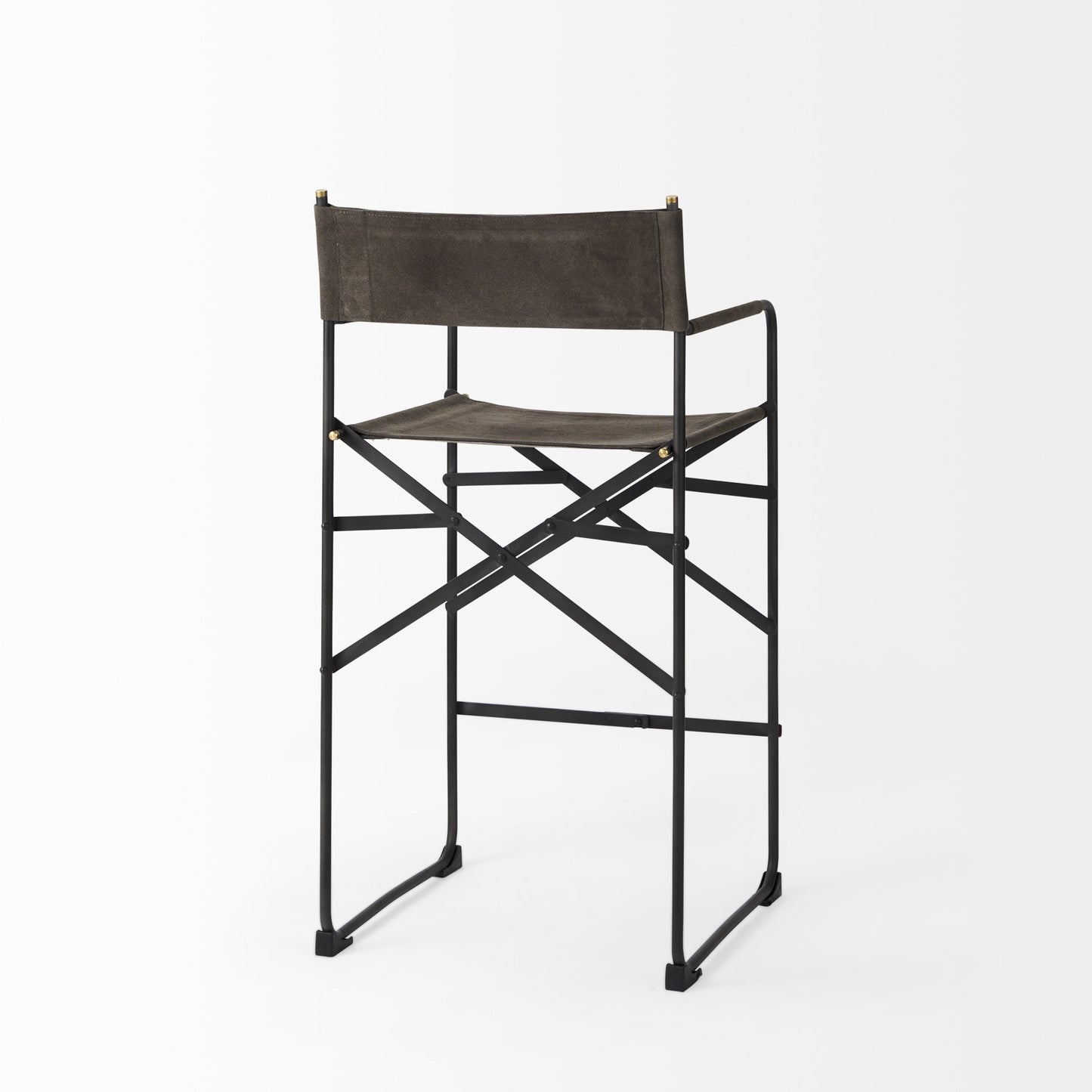 40" Brown And Black Bar Chair With Footrest