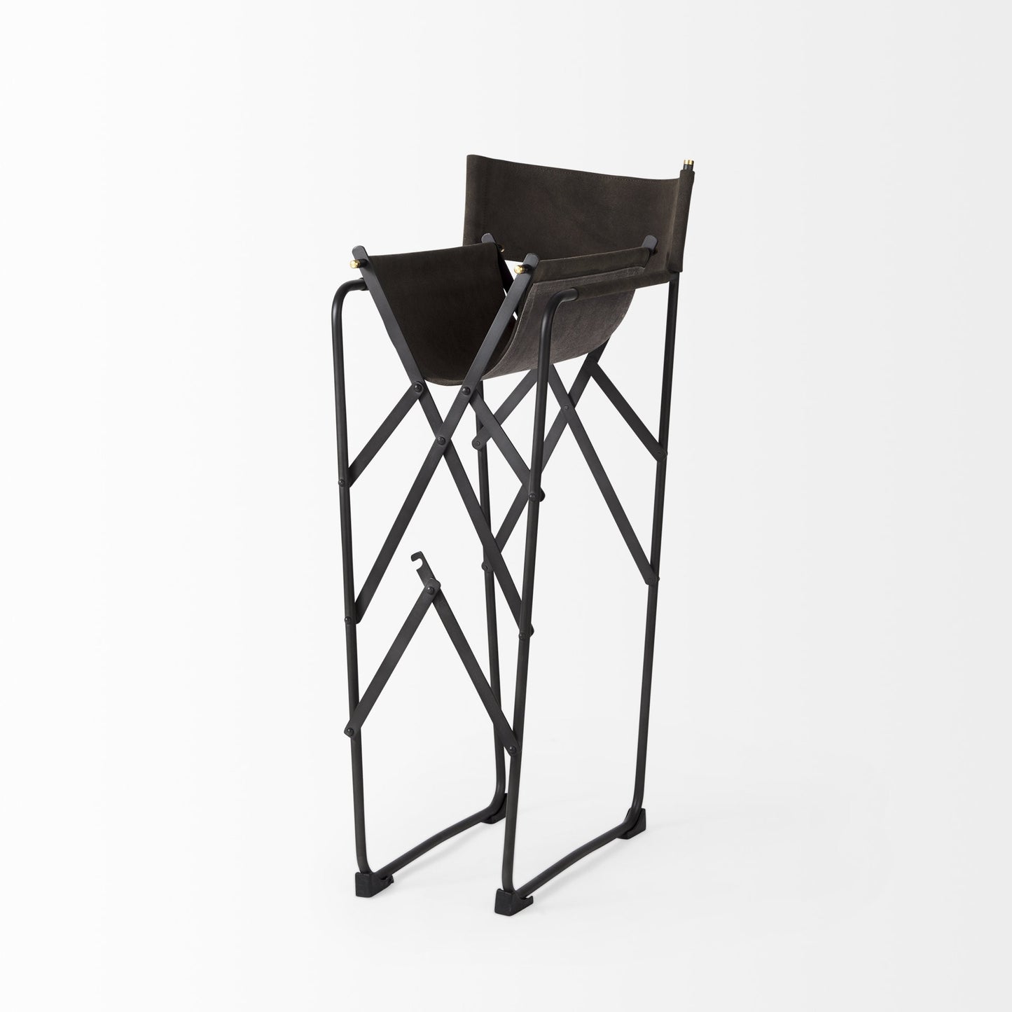40" Brown And Black Bar Chair With Footrest