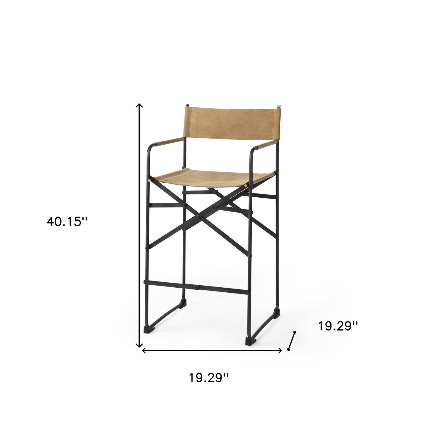 40" Brown And Black Leather Bar Chair With Footrest