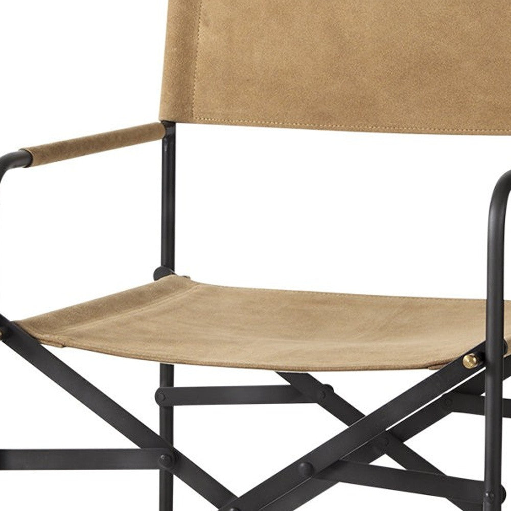 40" Brown And Black Leather Bar Chair With Footrest