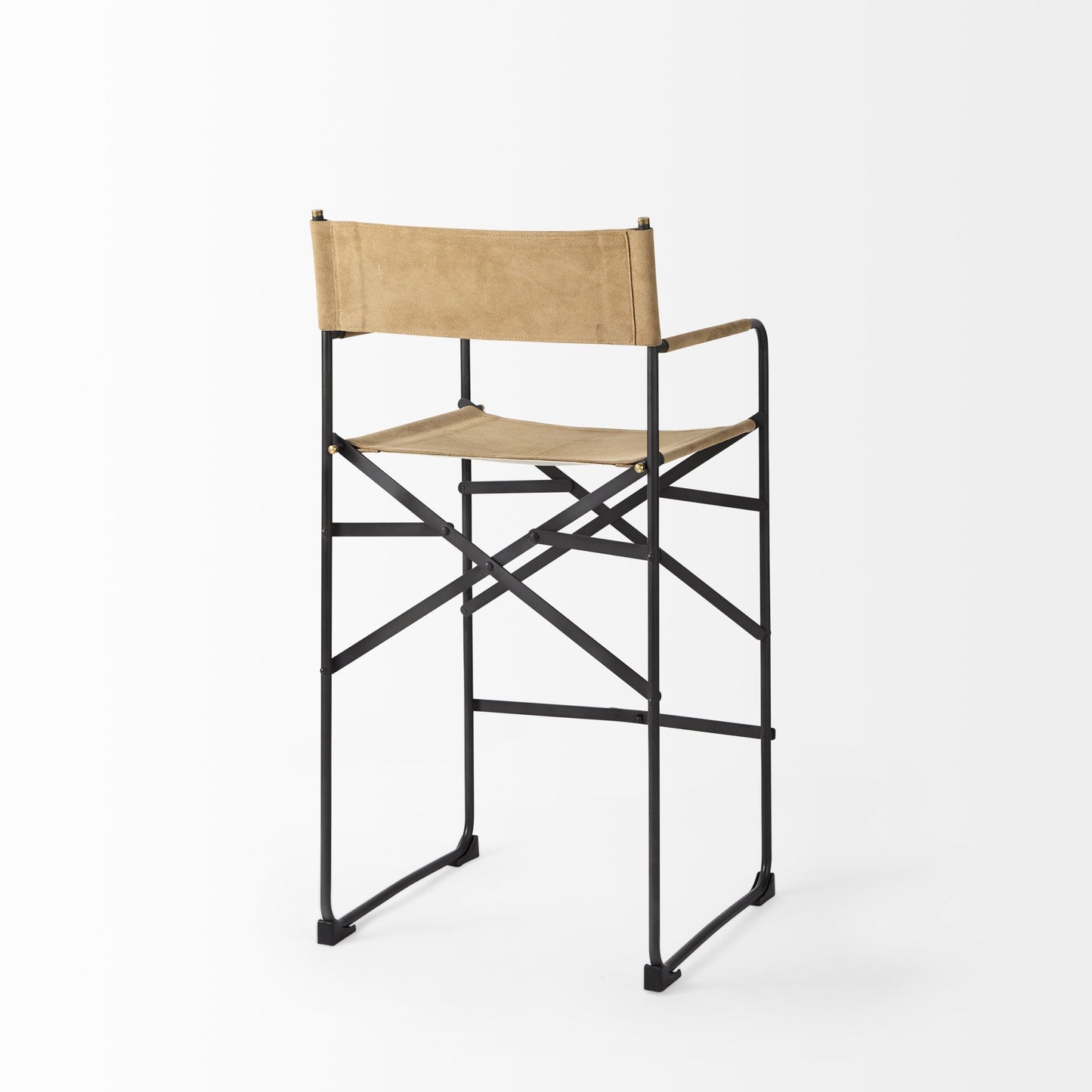 40" Brown And Black Leather Bar Chair With Footrest