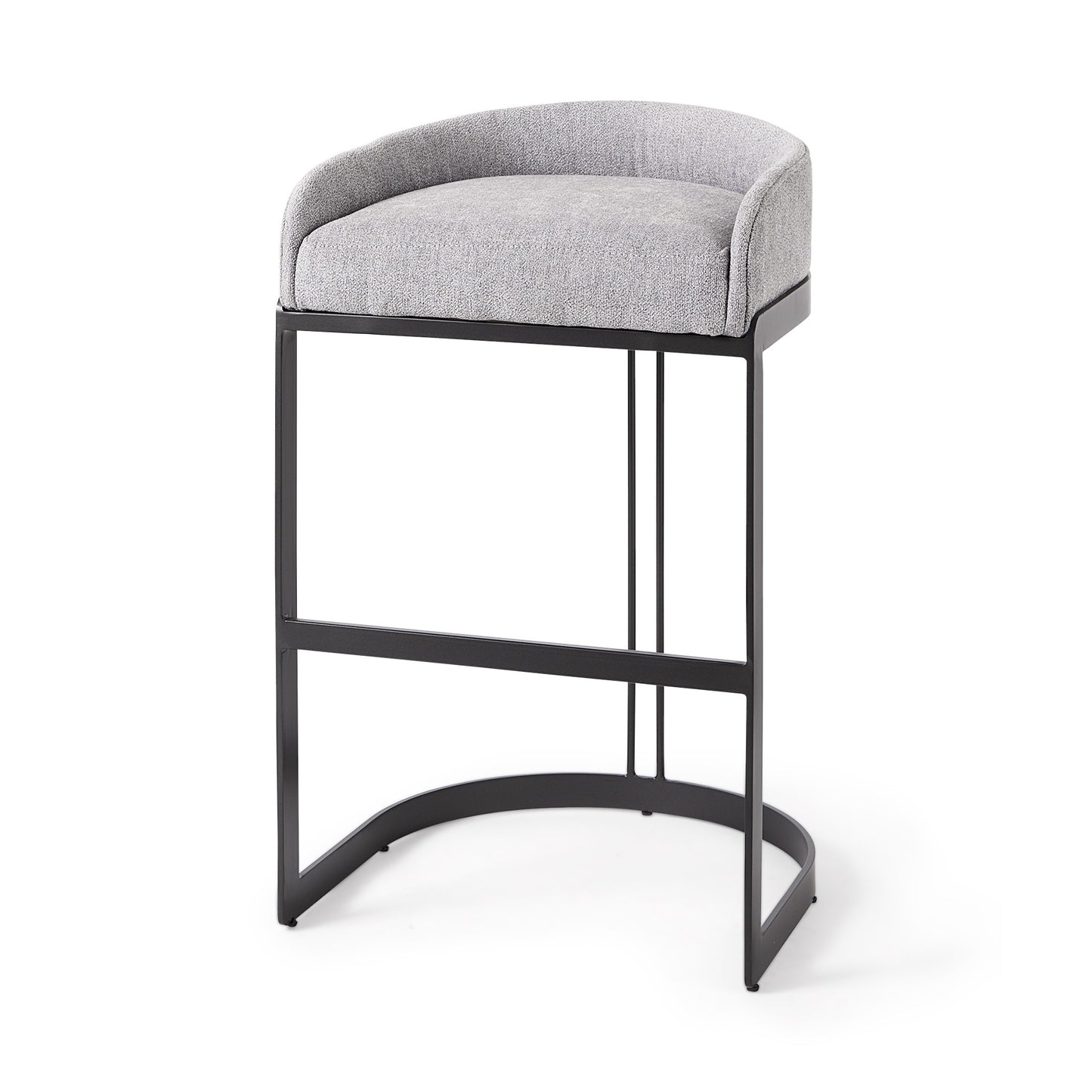 33" Gray And Black Low back Bar height Bar Chair With Footrest
