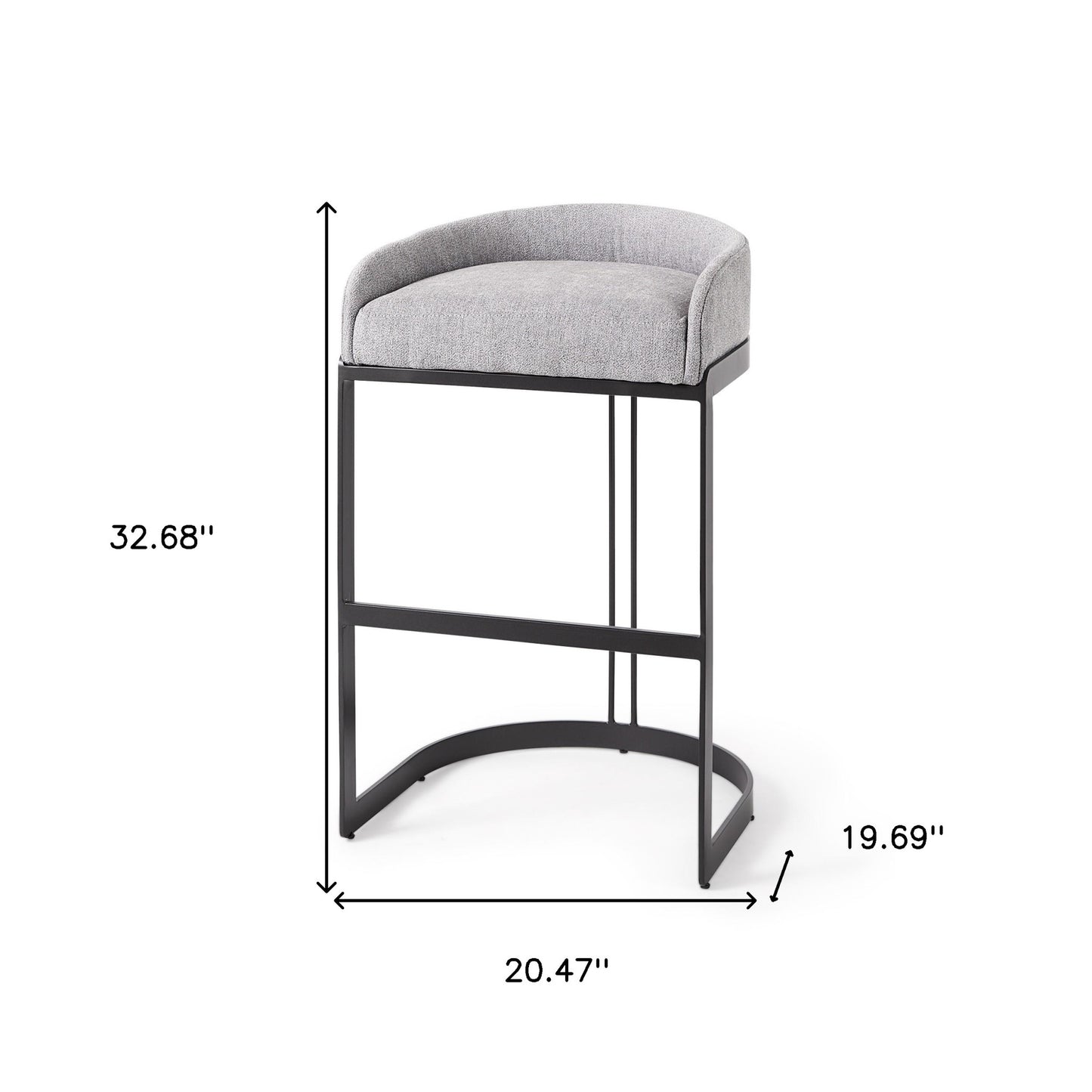 33" Gray And Black Low back Bar height Bar Chair With Footrest