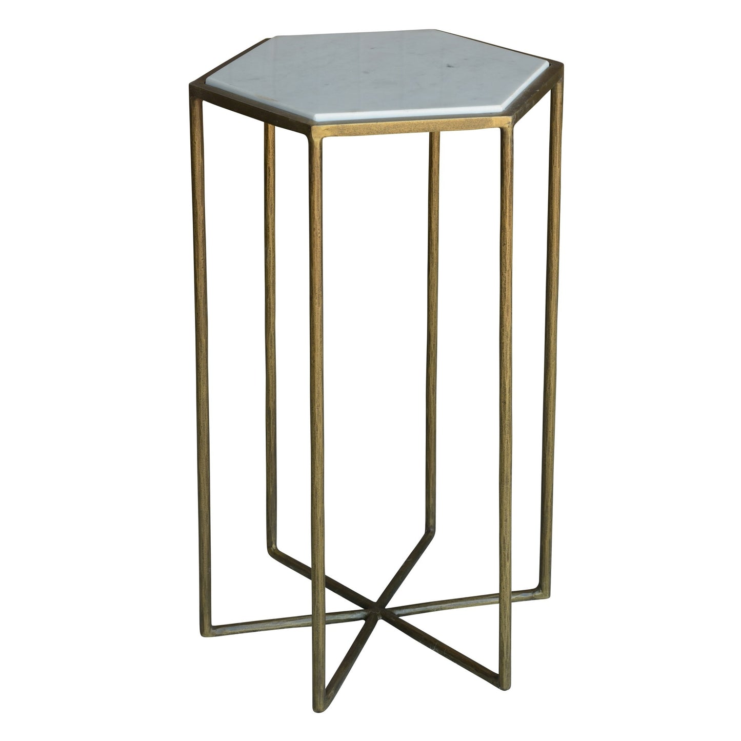 Geometric Gold And White Marble Side Table