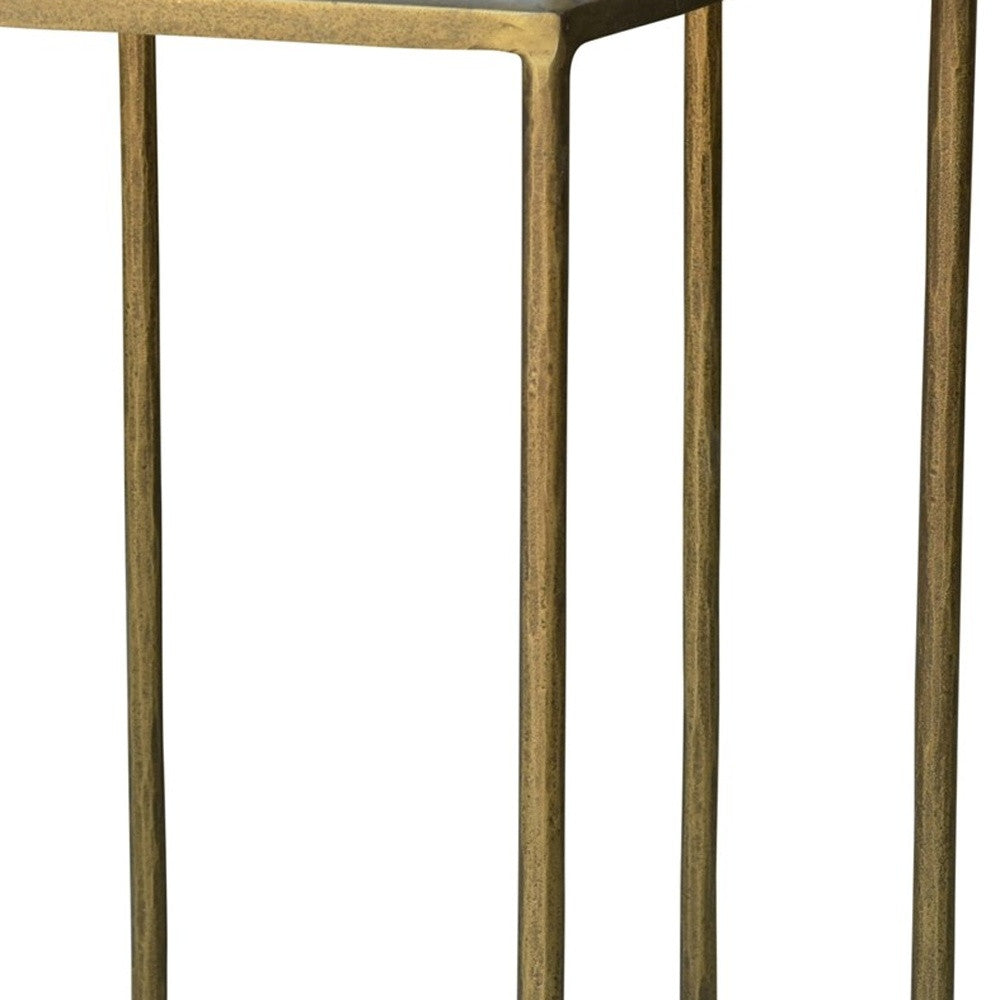 Geometric Gold And White Marble Side Table