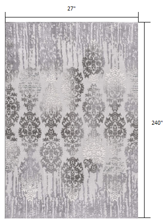 5' X 7' Gray Damask Power Loom Area Rug