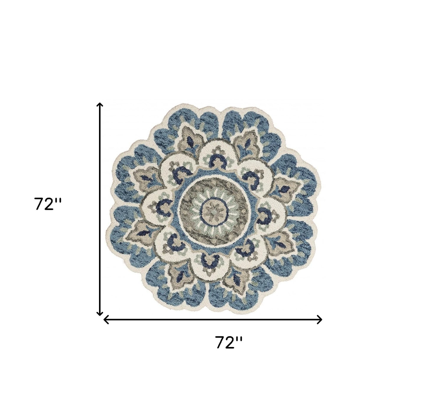 4’ Round Blue Modern Floral Area Rug