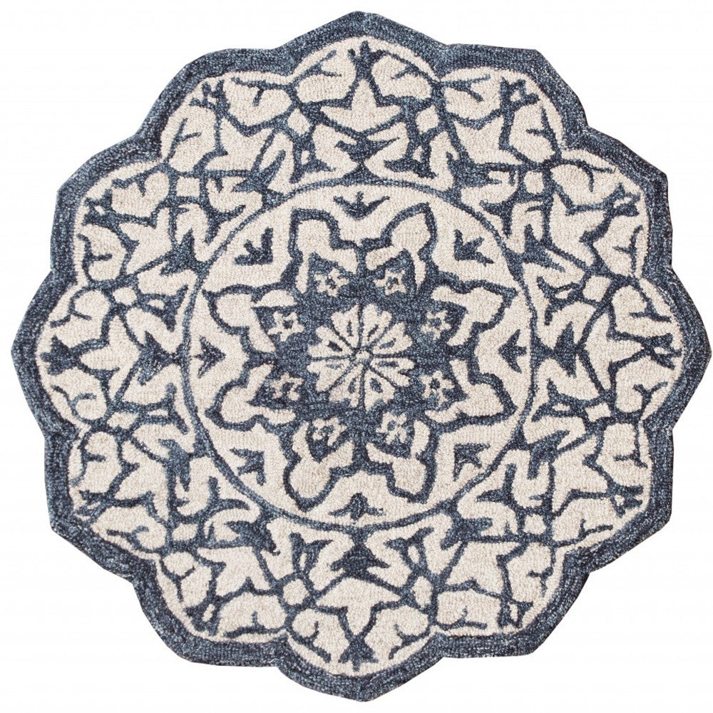 2’ X 4’ Navy And White Decorative Hearth Rug