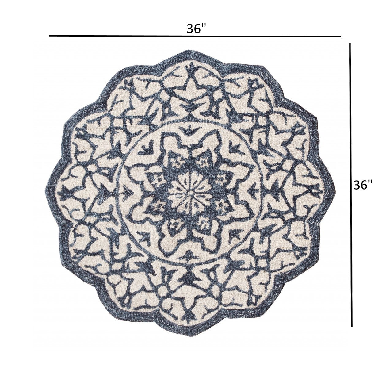 2’ X 4’ Navy And White Decorative Hearth Rug