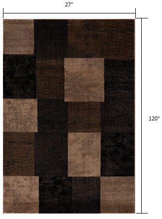 13' Runner Brown Checkered Power Loom Runner Rug