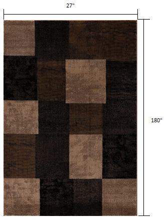 13' Runner Brown Checkered Power Loom Runner Rug