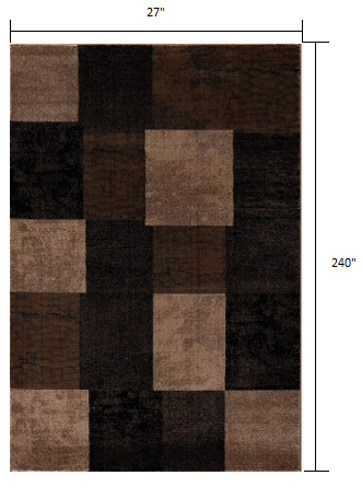 13' Runner Brown Checkered Power Loom Runner Rug