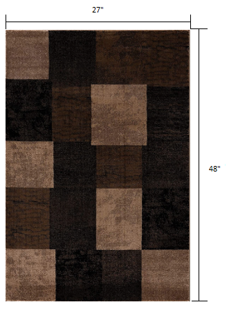 13' Runner Brown Checkered Power Loom Runner Rug