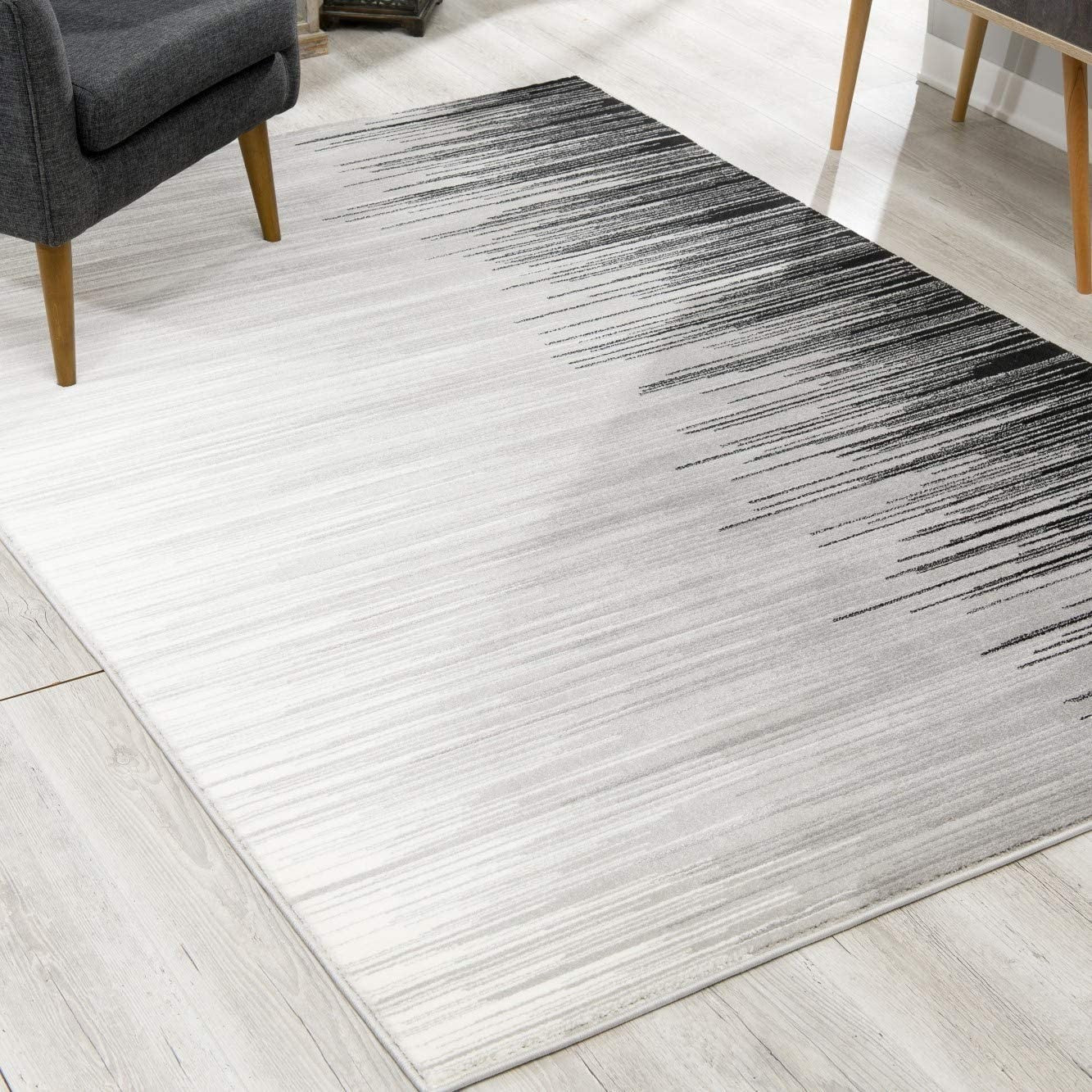 2' X 4' Black Abstract Dhurrie Area Rug