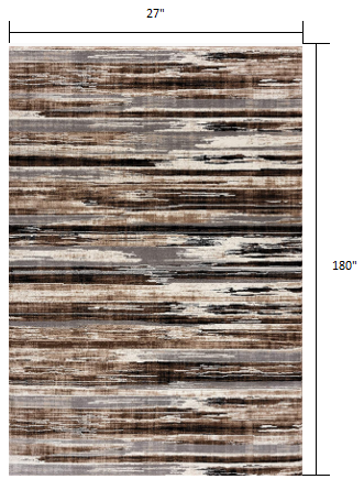3' X 5' Beige Striped Power Loom Area Rug