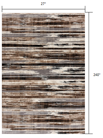 3' X 5' Beige Striped Power Loom Area Rug