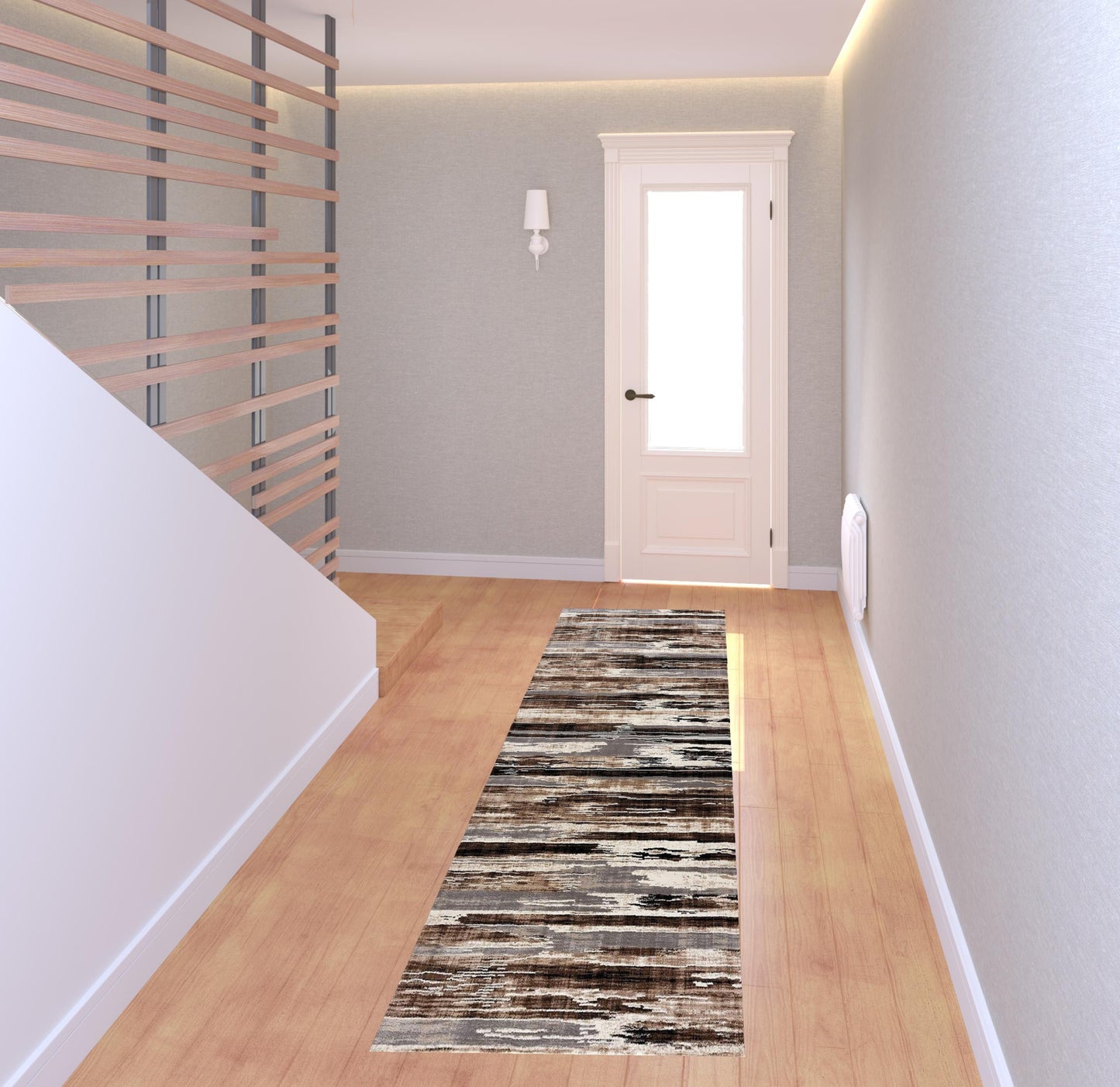 3' X 5' Beige Striped Power Loom Area Rug