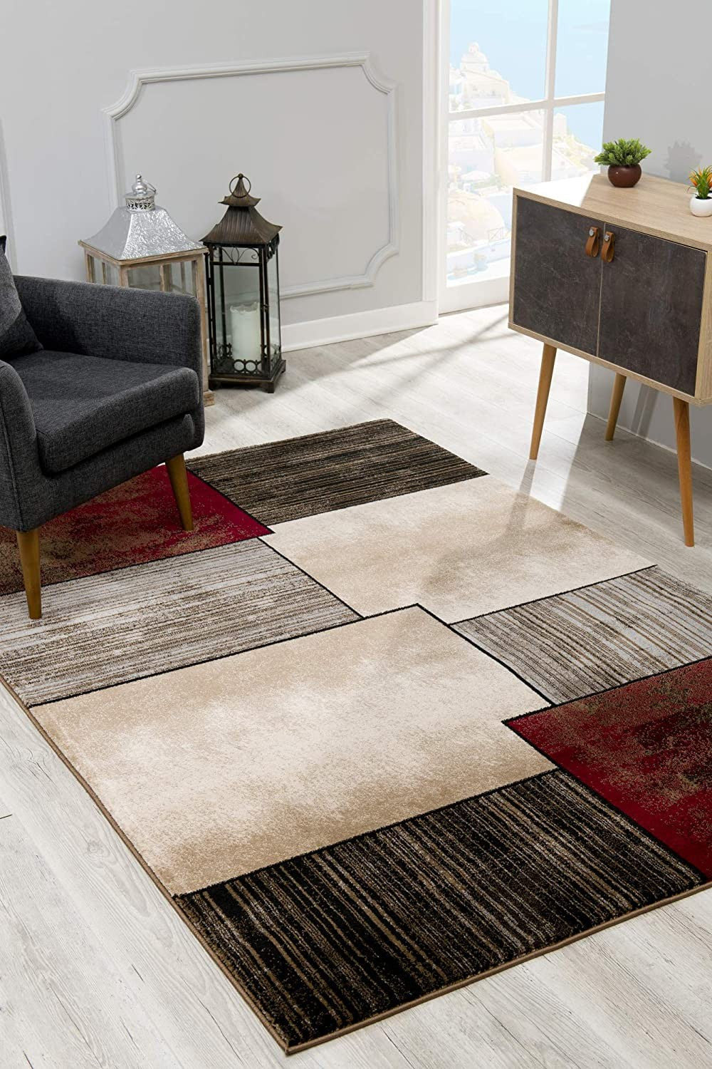 8' X 10' Brown Abstract Dhurrie Area Rug