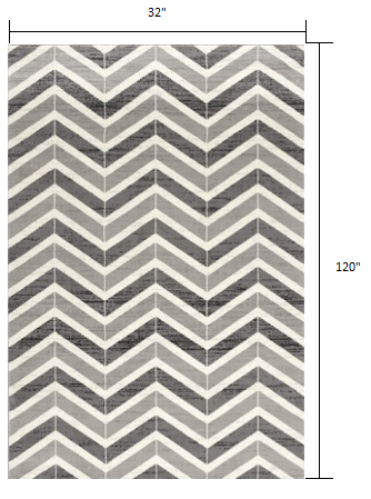 2' X 4' Gray Chevron Dhurrie Area Rug