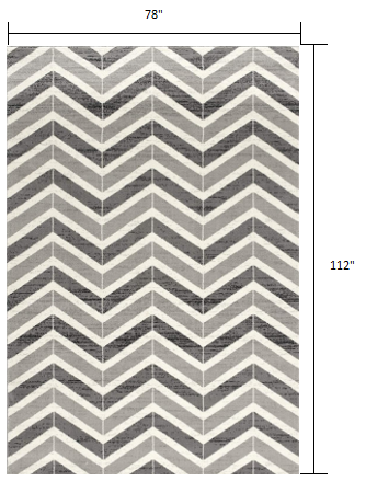 2' X 4' Gray Chevron Dhurrie Area Rug