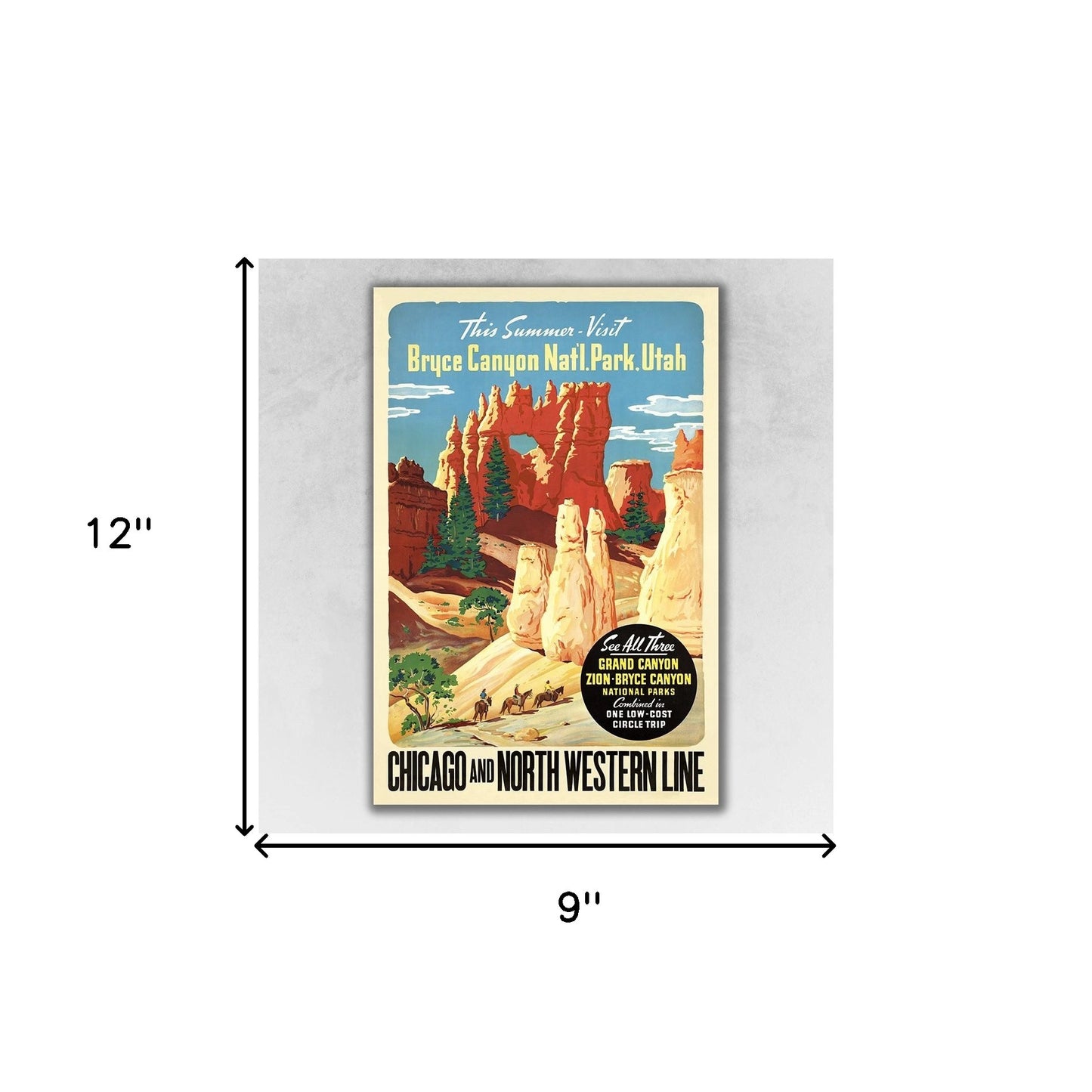 Vintage 1950S Bryce Canyon National Park Unframed Print Wall Art