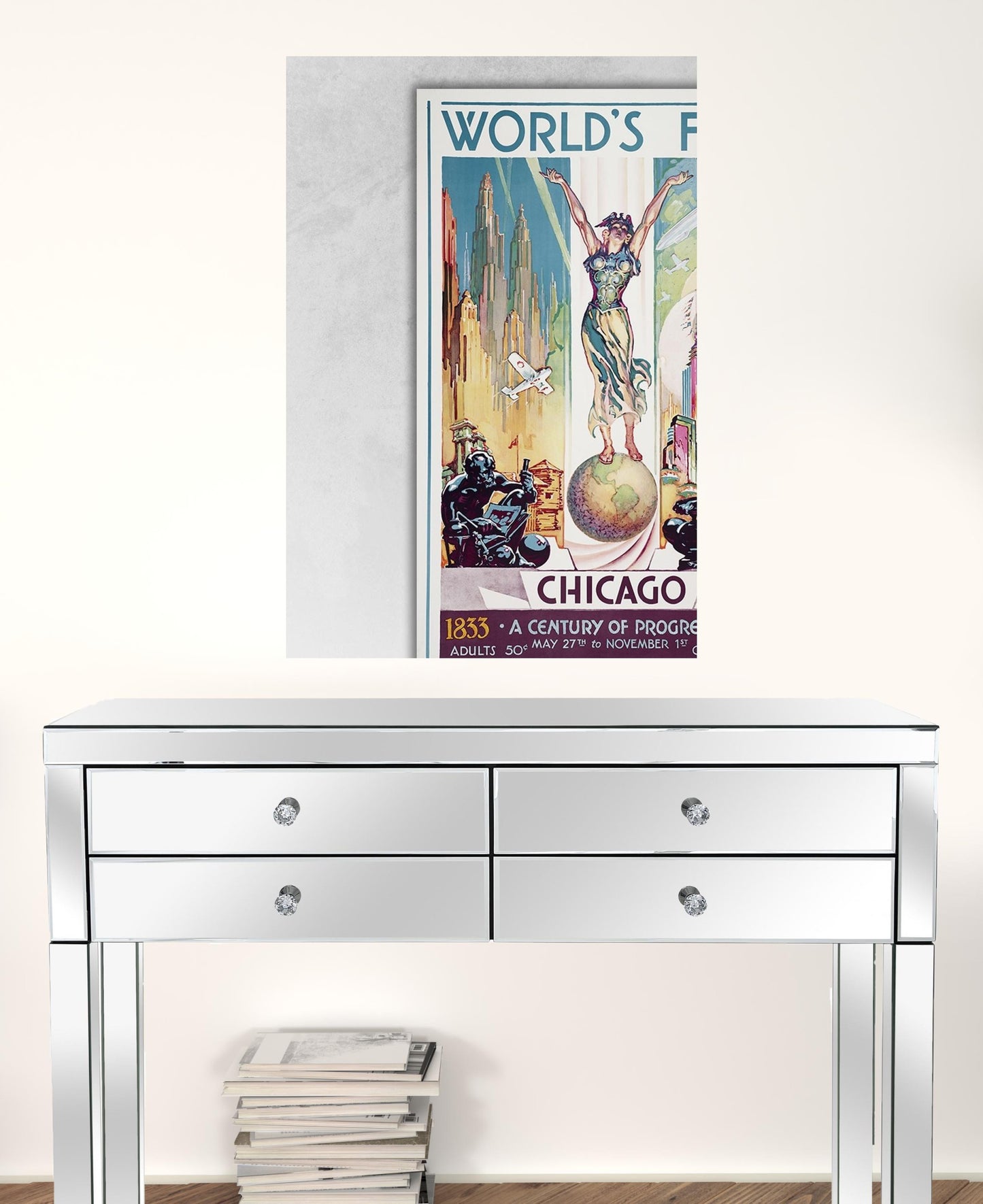 36" x 54" Vintage 1933 Chicago Worlds Fair Wall Art