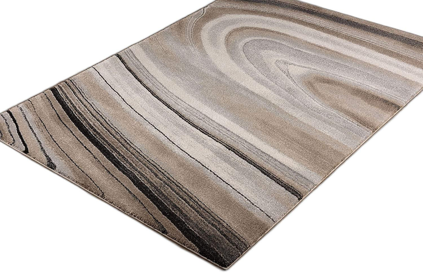 5’ x 8’ Cream and Tan Abstract Marble Area Rug