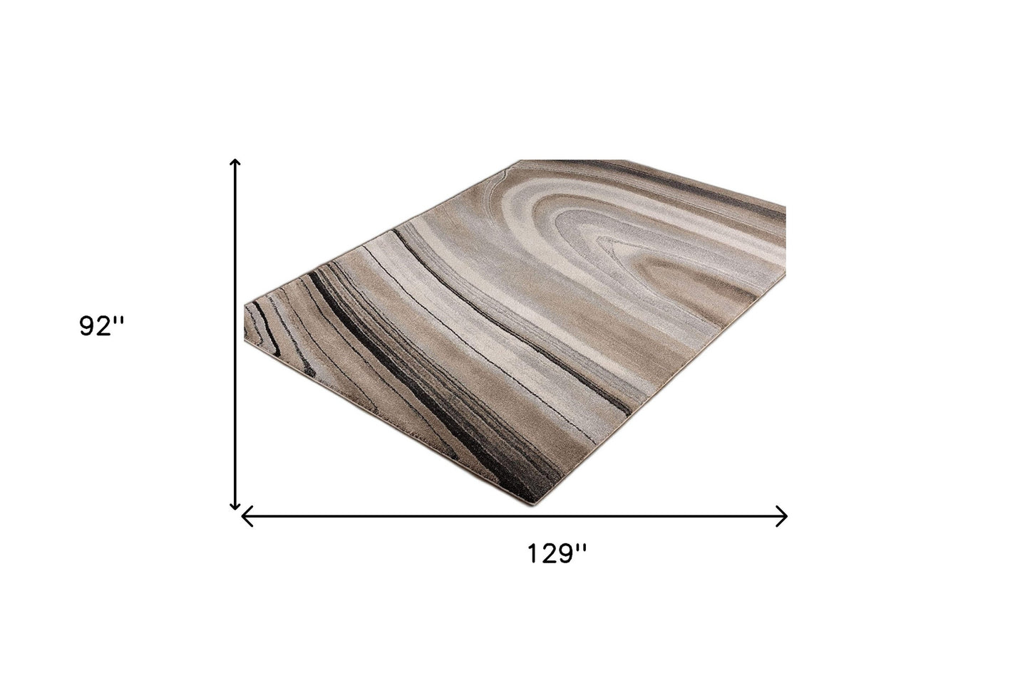 5’ x 8’ Cream and Tan Abstract Marble Area Rug
