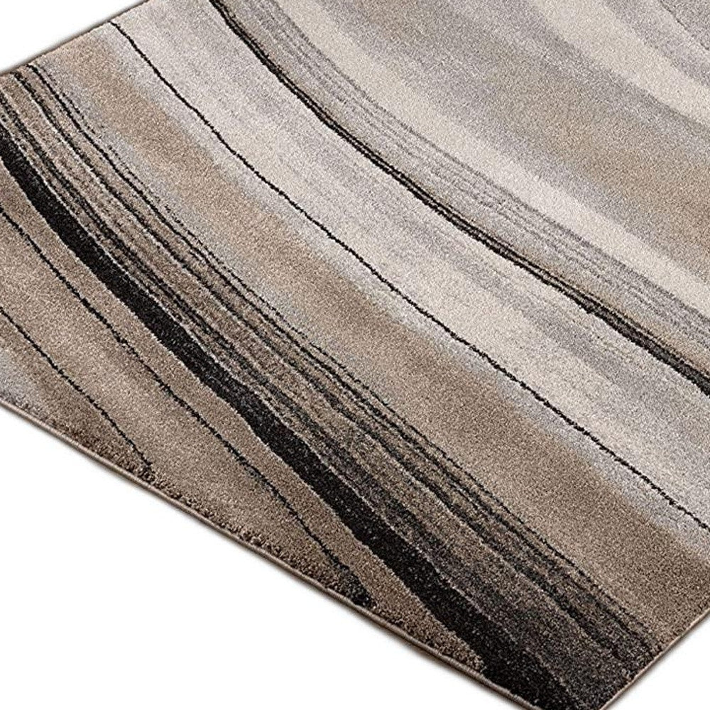 5’ x 8’ Cream and Tan Abstract Marble Area Rug