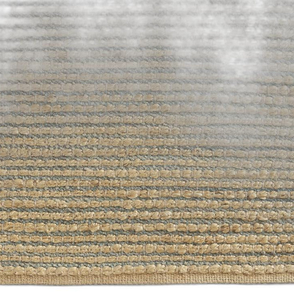 8’ x 10’ Tan and Blue Undertone Striated Area Rug
