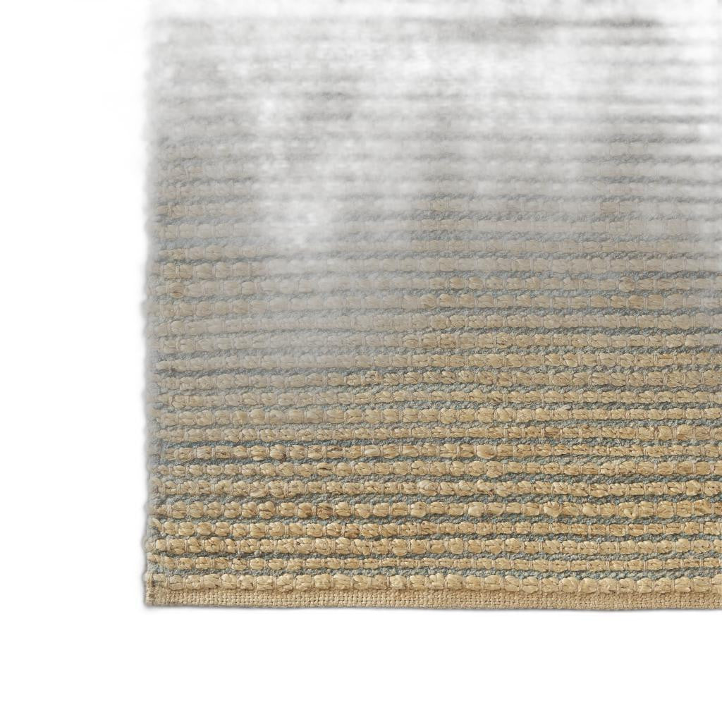 8’ x 10’ Tan and Blue Undertone Striated Area Rug