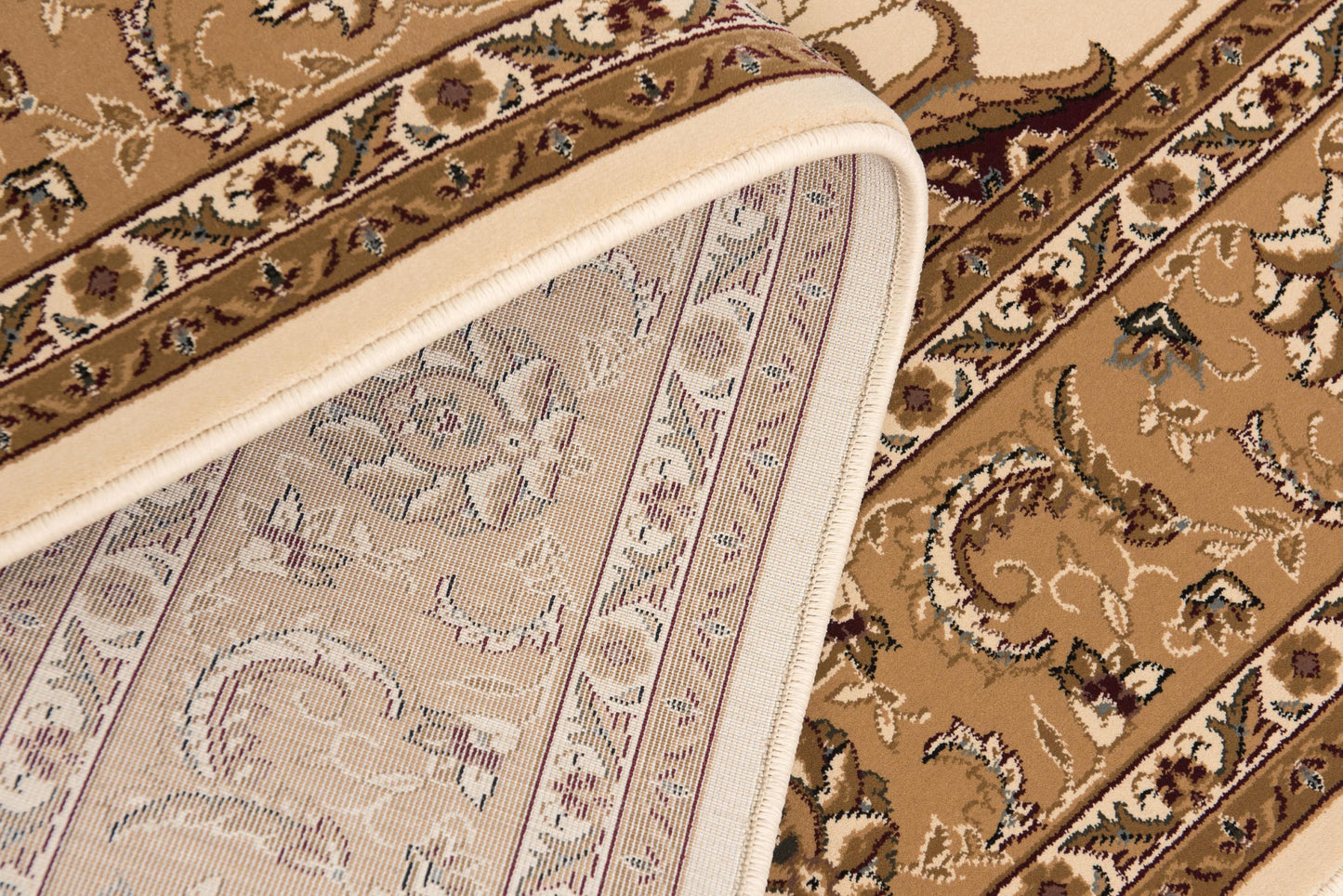 5’ x 8’ Cream and Tan Ornate Border Area Rug